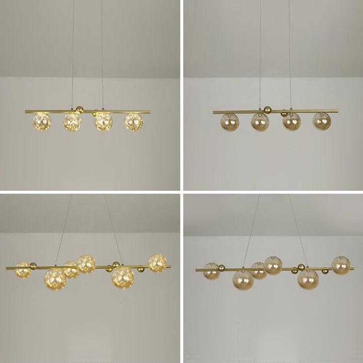Sphere Island Lighttures Modern Glass Island Chandelier en Gold Finish