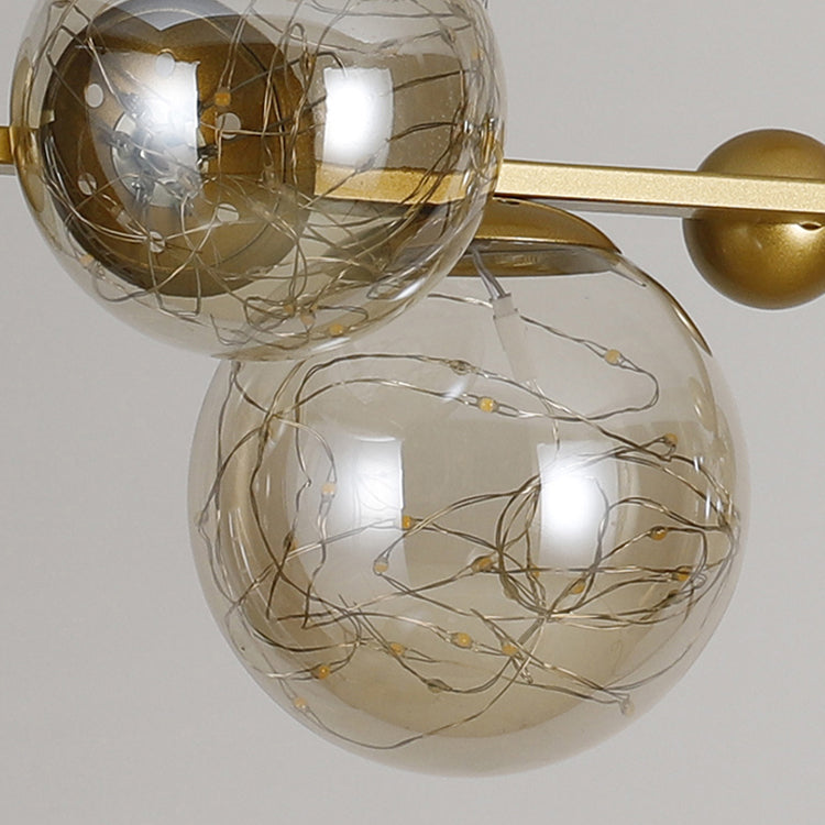 Sphere Island Lighttures Modern Glass Island Chandelier en Gold Finish