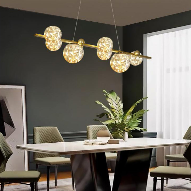 Sphere Island Lighttures Modern Glass Island Chandelier en Gold Finish