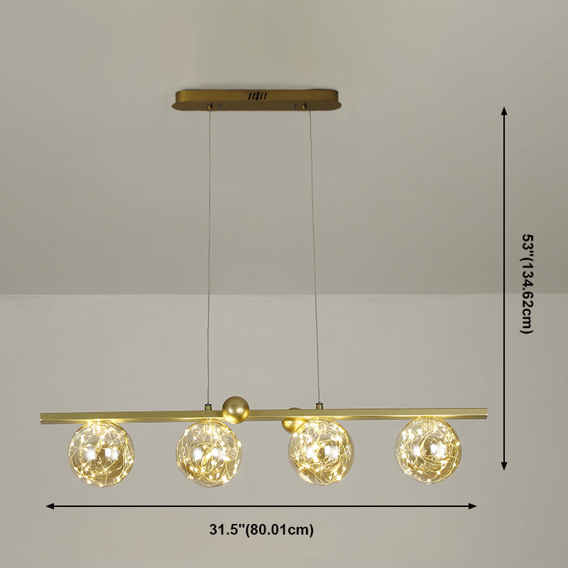 Sphere Island Lighttures Modern Glass Island Chandelier en Gold Finish
