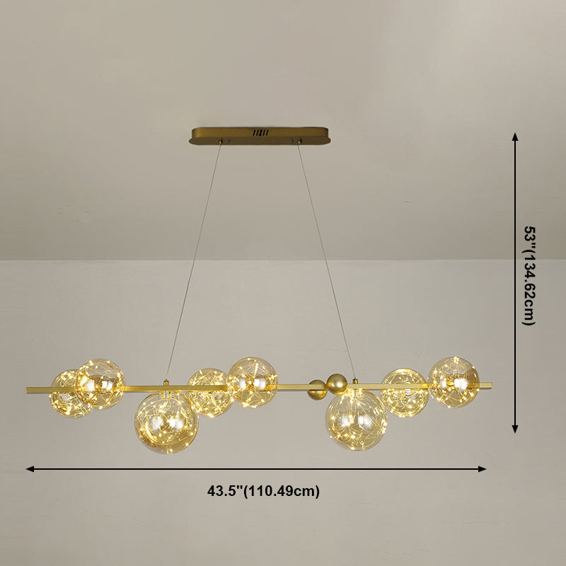 Sphere Island Lighttures Modern Glass Island Chandelier en Gold Finish