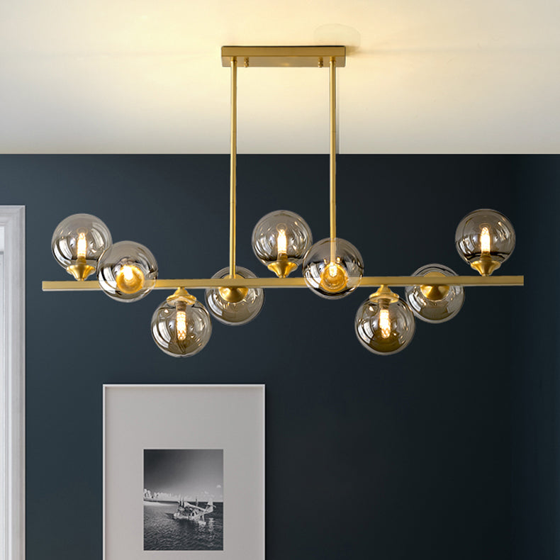 Zeitgenössische Anhänger Lichter Sphere Glass Island Beleuchtungsideen in Gold