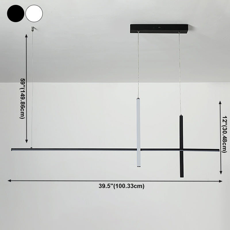 Modern Linear Island Ceiling Light Metal Chandelier Lighting Fixtures with Acrylic Shade