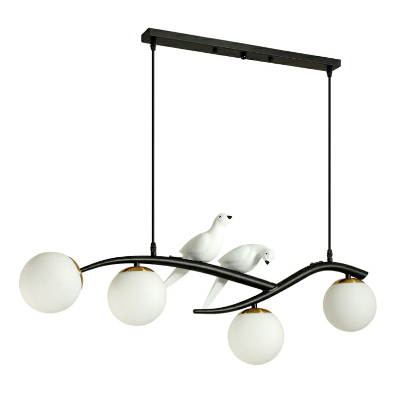 4-Light Sphere Island Lighting Ideas Contemporary Glass Island Chandelier