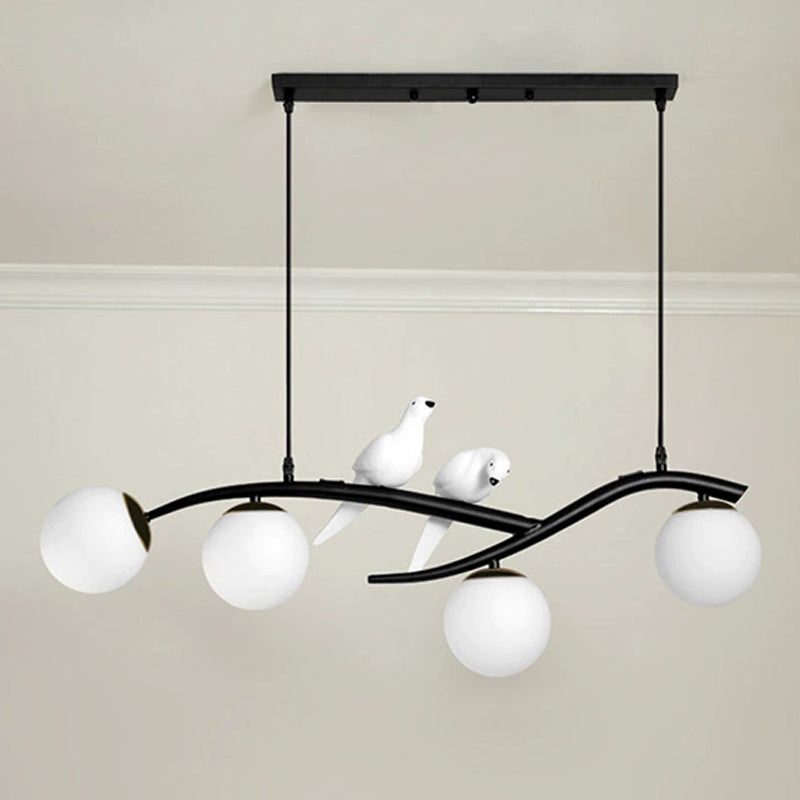 4-Light Sphere Island Lighting Ideas Contemporary Glass Island Chandelier