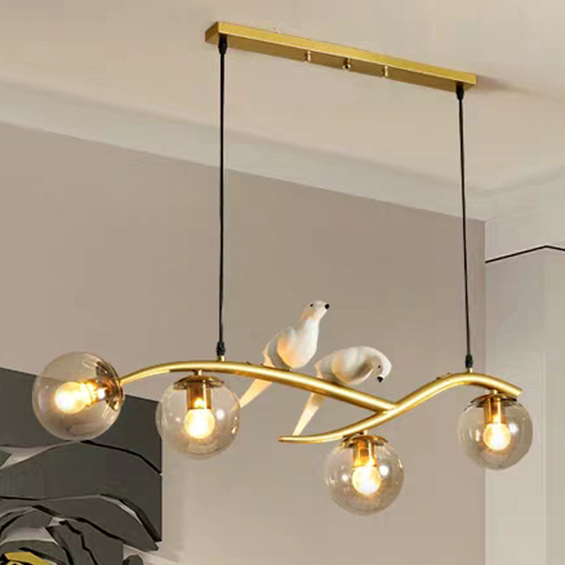 Idee per illuminazione dell'isola sfera a 4 luci il lampadario di vetro contemporaneo