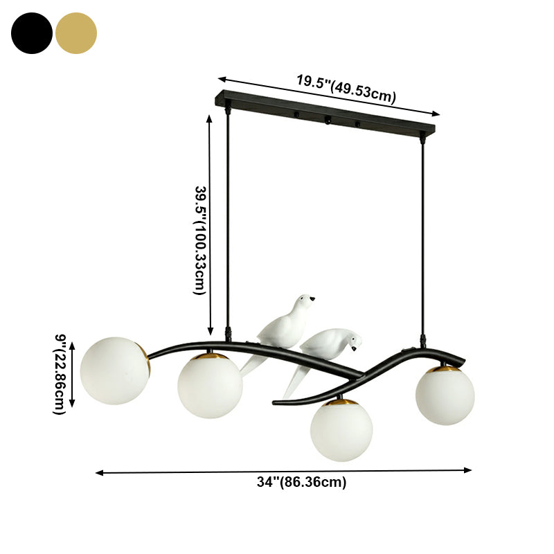 4-Light Sphere Island Lighting Ideas Contemporary Glass Island Chandelier