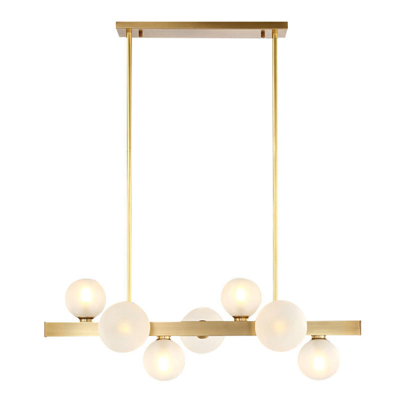 Sphere Island Lighting Contemporary Glass Island Kroonluchter in gouden afwerking