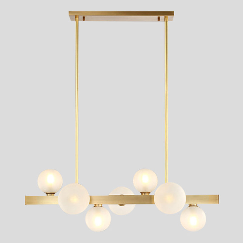 Sphere Island Lighting Contemporary Glass Island Kroonluchter in gouden afwerking