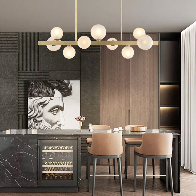 Sphere Island Lighting Contemporary Glass Island Kroonluchter in gouden afwerking