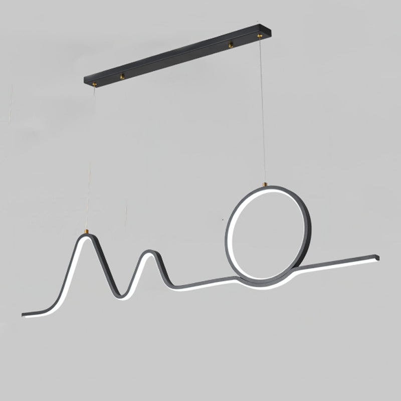 Contemporary Geometric Island Lights Aluminum Island Chandelier in Black