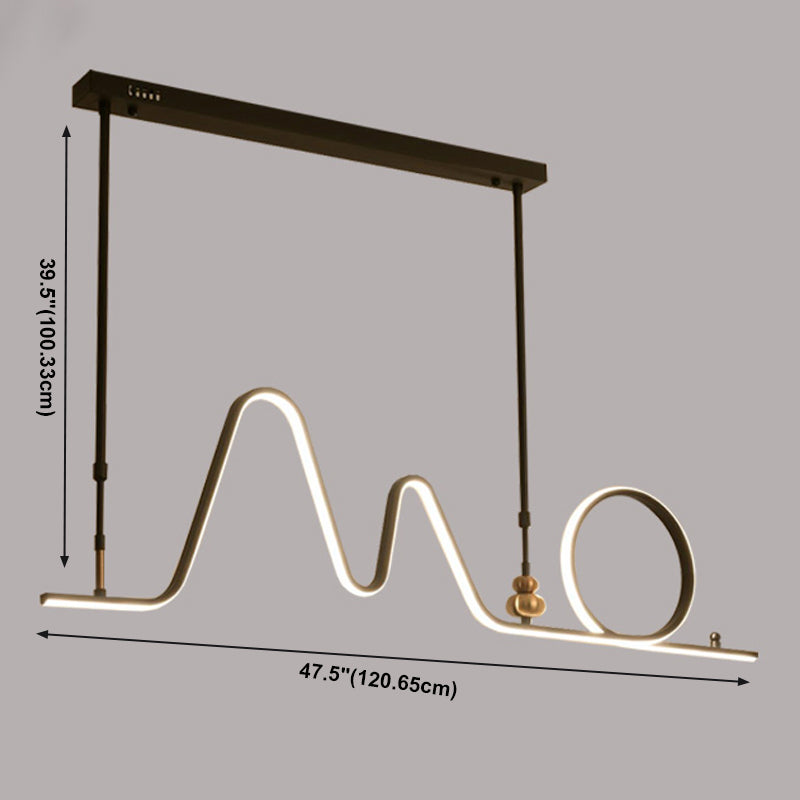 Contemporary Geometric Island Lights Aluminum Island Chandelier in Black