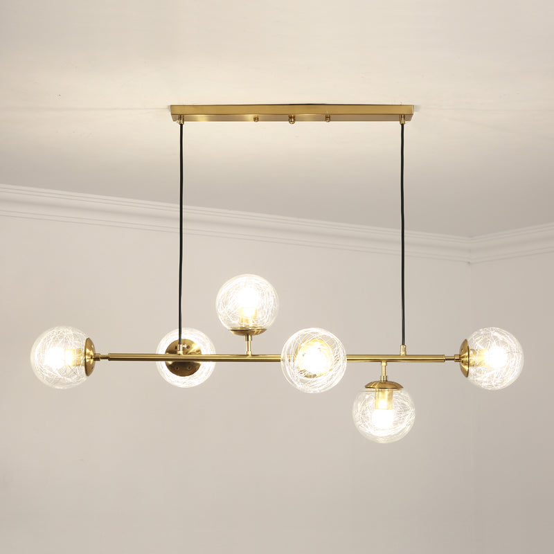 6-Light Sphere Island Lights Contemporary Metal Island Chandelier with Glass Shade