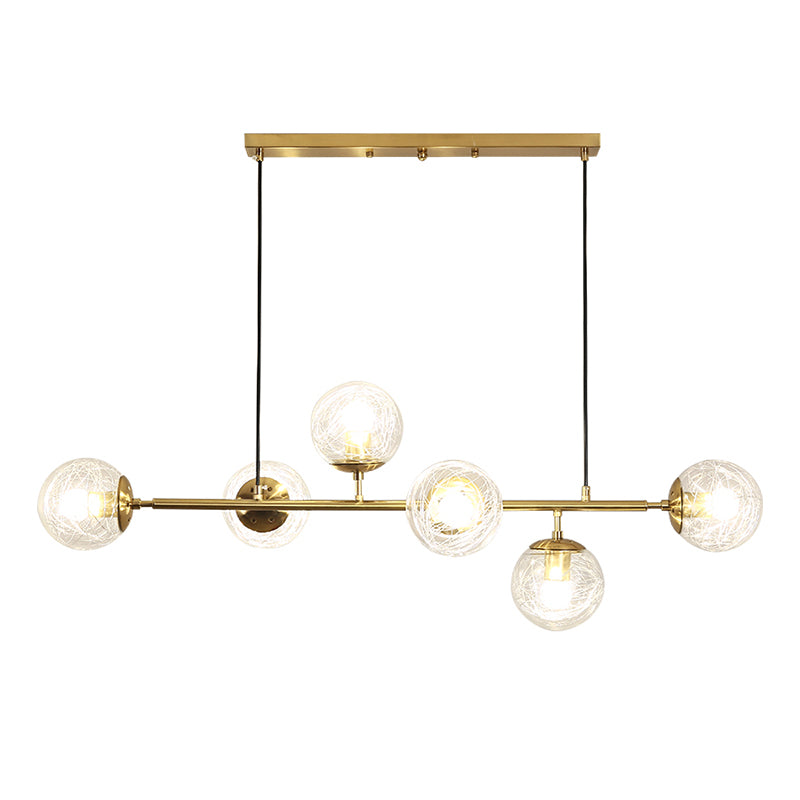 6-Light Sphere Island Lights Contemporary Metal Island Chandelier with Glass Shade