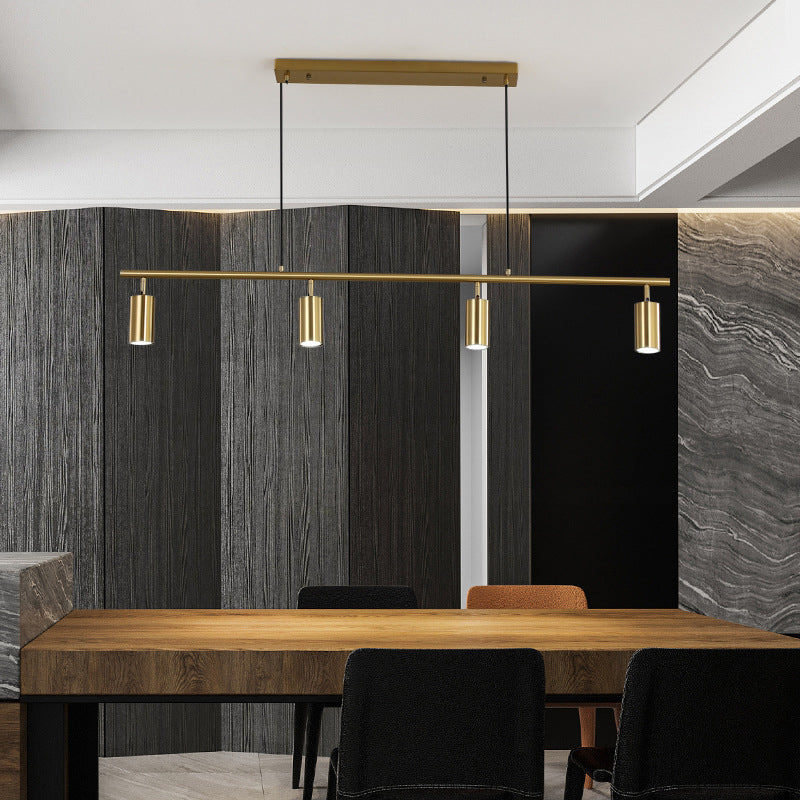 Zeitgenössische Anhängerleuchten Zylindermetall 4 Light Island Kronleuchter