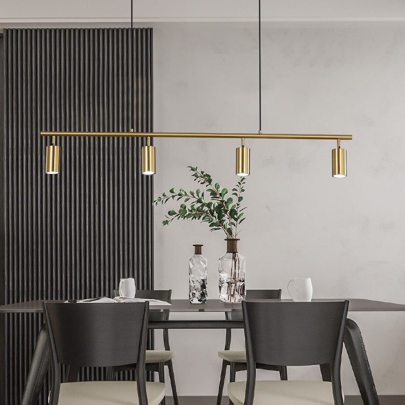 Zeitgenössische Anhängerleuchten Zylindermetall 4 Light Island Kronleuchter