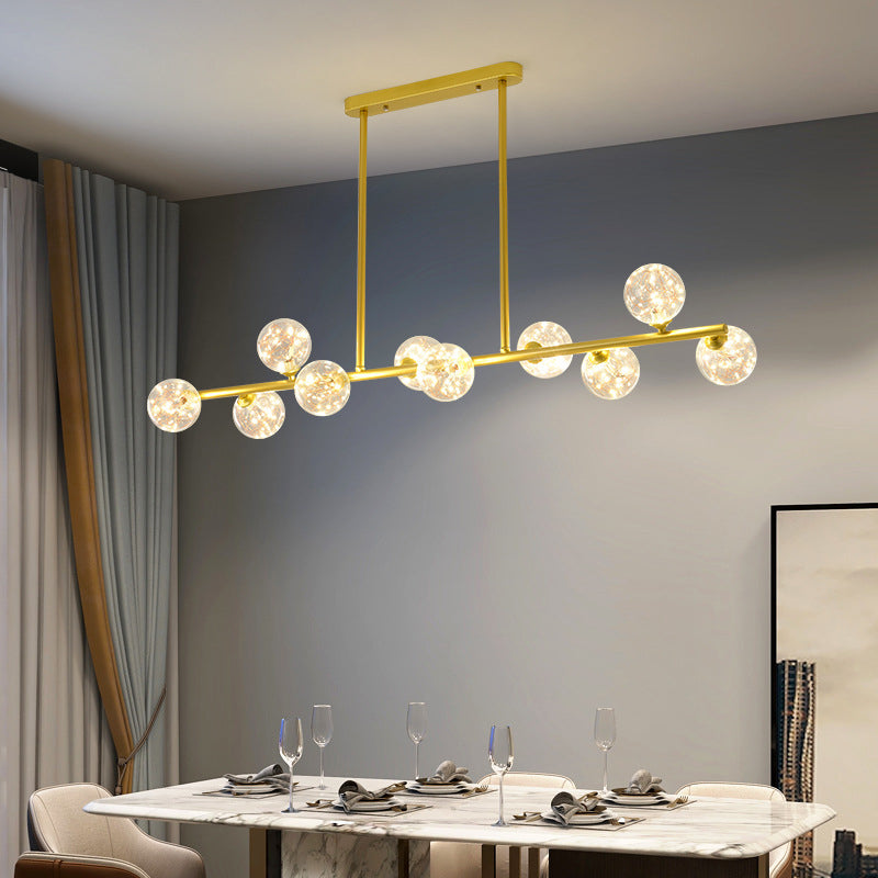 Zeitgenössischer Anhänger Lichter Globe Metal Island Kronleuchter mit Glasschatten