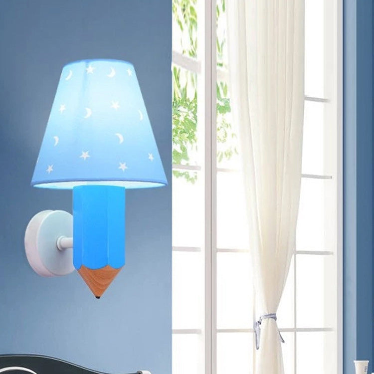 Geométrique Shade 1-Light Murce Sconce Kids Style Fabric Mur Moup Lightture en bleu