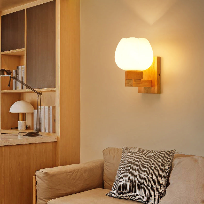 Estilo contemporáneo Luces de apliques de pared geométrica madera 1 lámpara de luz liviana