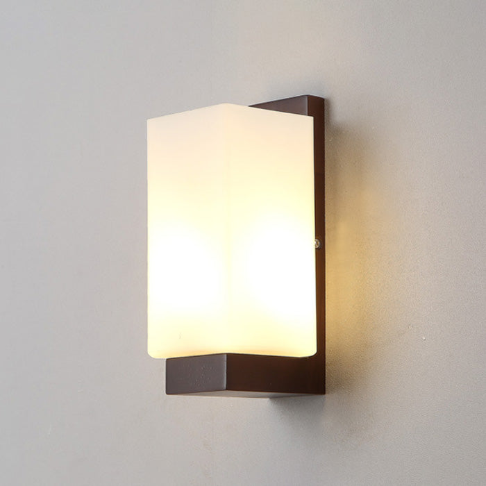 Estilo contemporáneo Luces de apliques de pared geométrica madera y vidrio 1 lámpara de luz