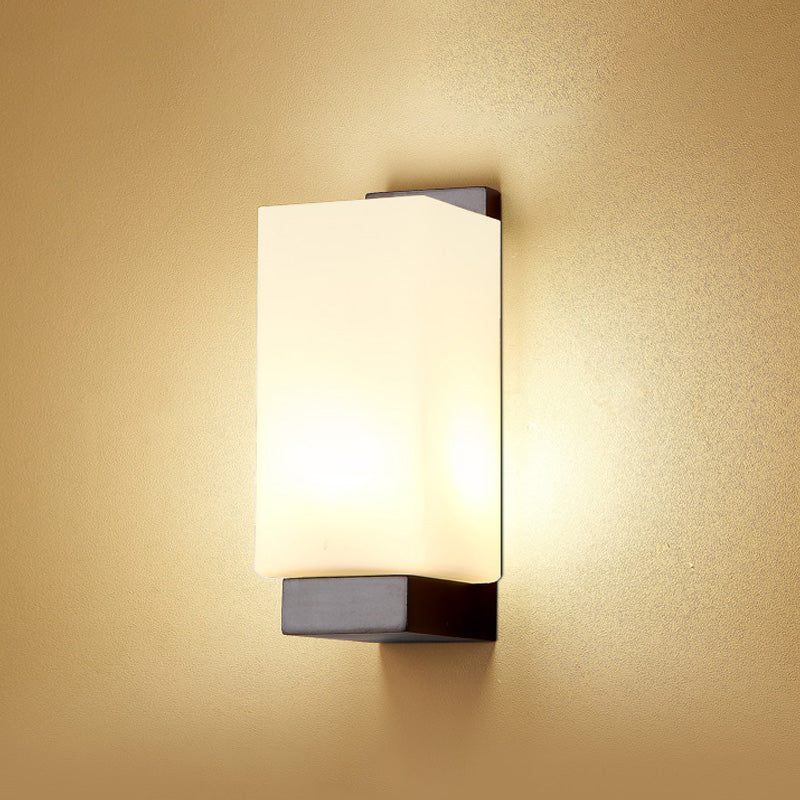 Estilo contemporáneo Luces de apliques de pared geométrica madera y vidrio 1 lámpara de luz