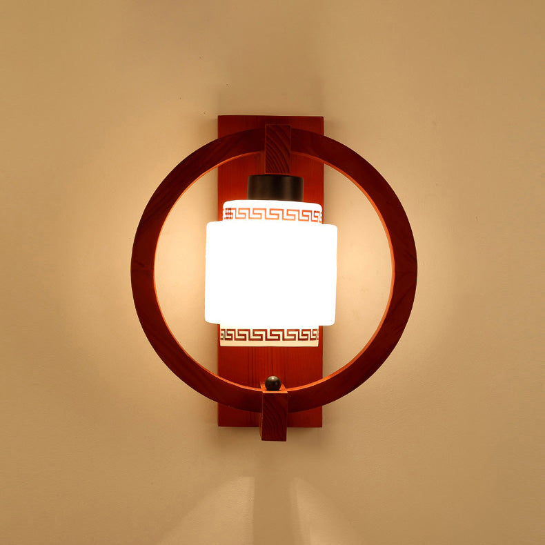 Luces apliques de pared en forma de cilindro de estilo moderno madera 1 lámpara de luz