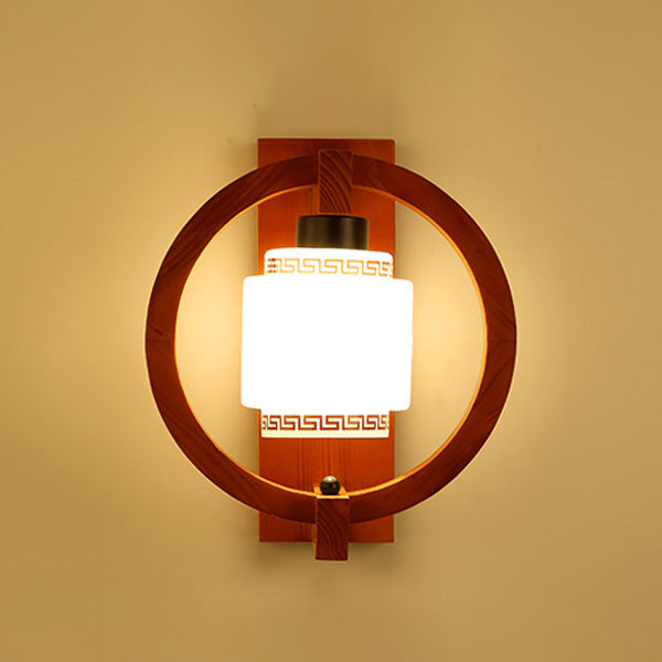 Luces apliques de pared en forma de cilindro de estilo moderno madera 1 lámpara de luz