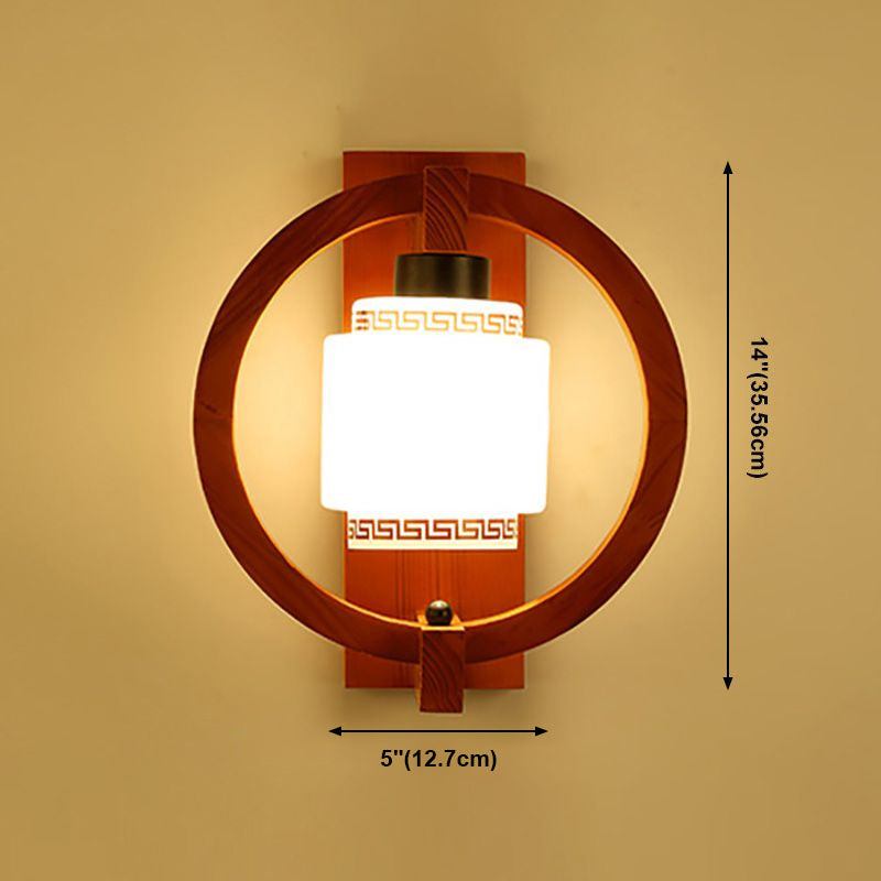 Luces apliques de pared en forma de cilindro de estilo moderno madera 1 lámpara de luz