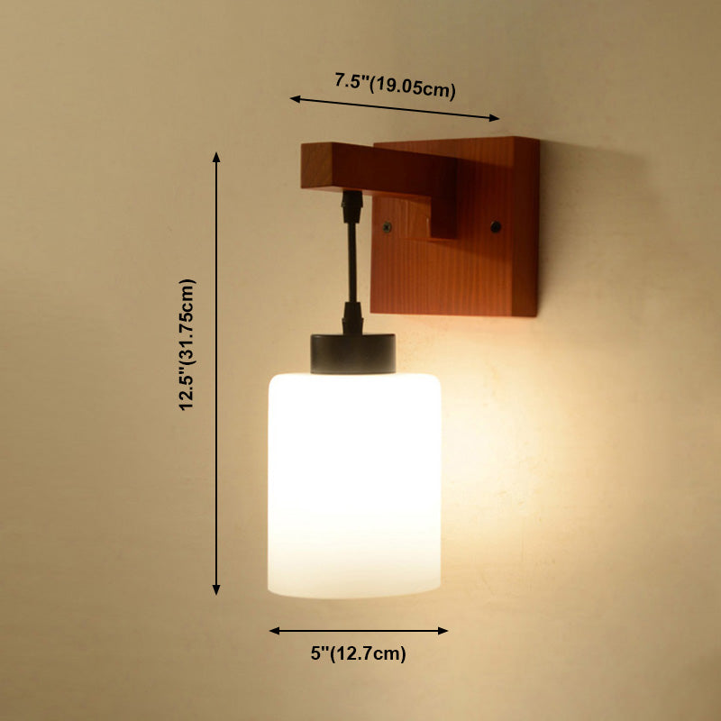 Luces apliques de pared en forma de cilindro de estilo moderno madera 1 lámpara de luz
