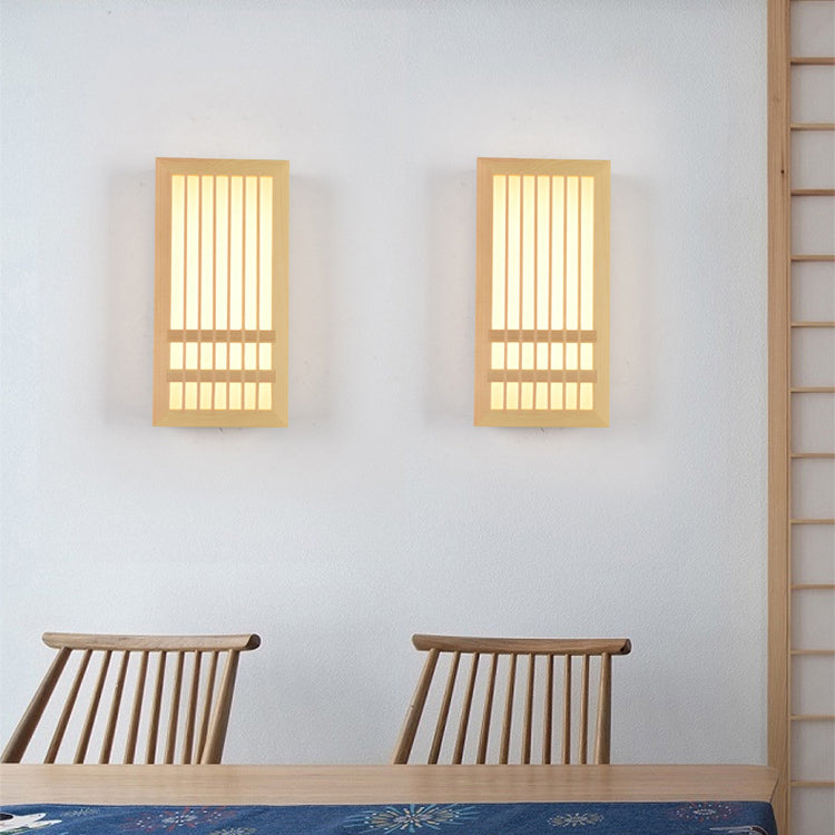 Luces de apliques de pared rectangular de estilo contemporáneo madera 1 lámpara de luz