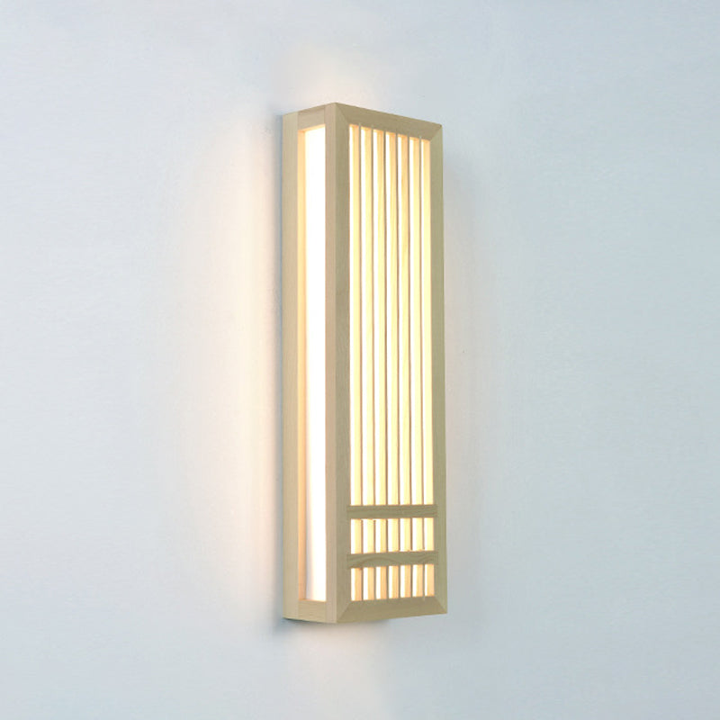 Luces de apliques de pared rectangular de estilo contemporáneo madera 1 lámpara de luz