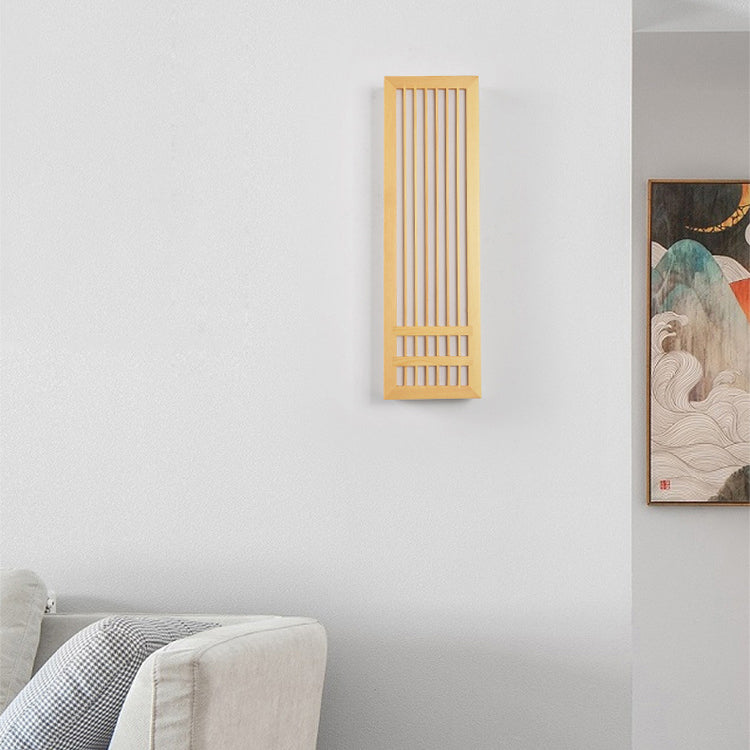Luces de apliques de pared rectangular de estilo contemporáneo madera 1 lámpara de luz