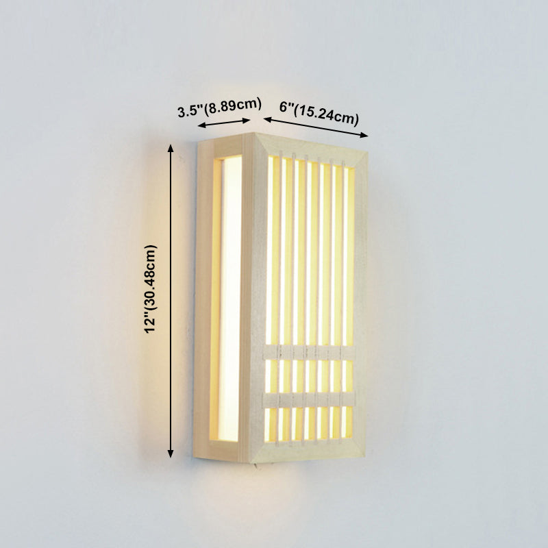 Luces de apliques de pared rectangular de estilo contemporáneo madera 1 lámpara de luz