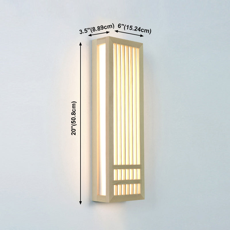 Luces de apliques de pared rectangular de estilo contemporáneo madera 1 lámpara de luz