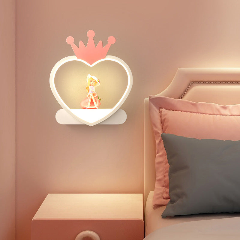 Heart-shaped 1-Light Wall Sconce Kids Style Metal Wall Light Fixture without Decorations