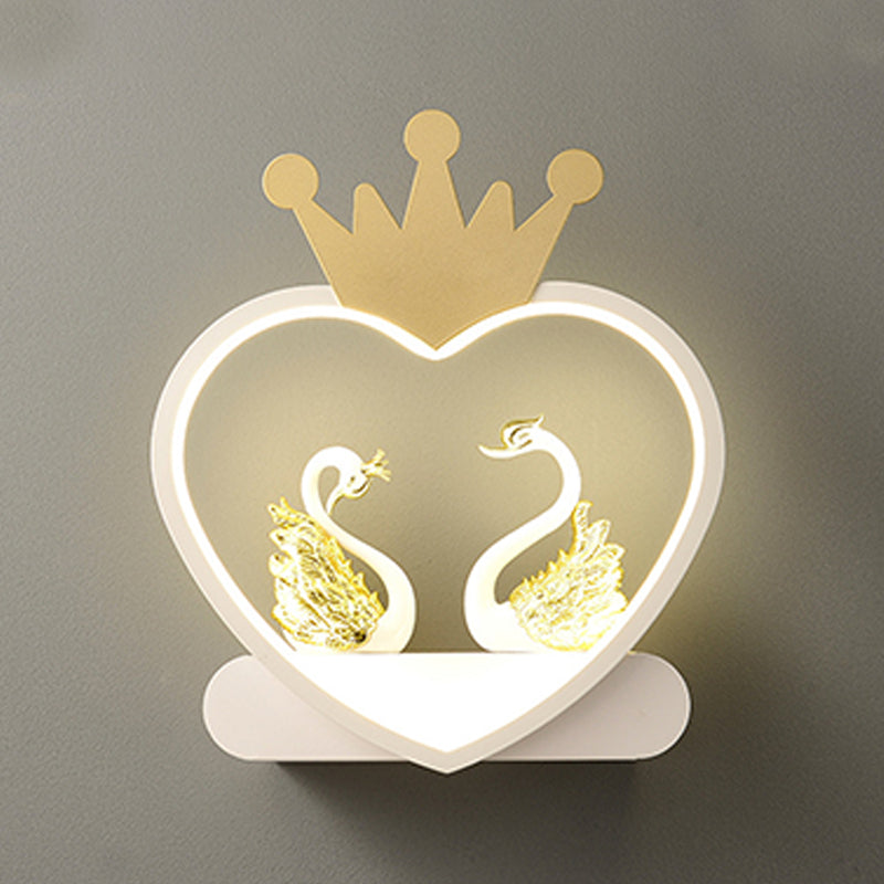 Heart-shaped 1-Light Wall Sconce Kids Style Metal Wall Light Fixture without Decorations