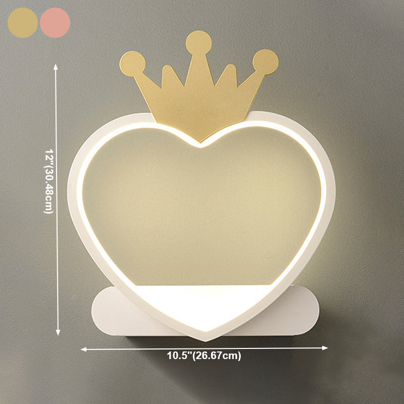 Heart-shaped 1-Light Wall Sconce Kids Style Metal Wall Light Fixture without Decorations