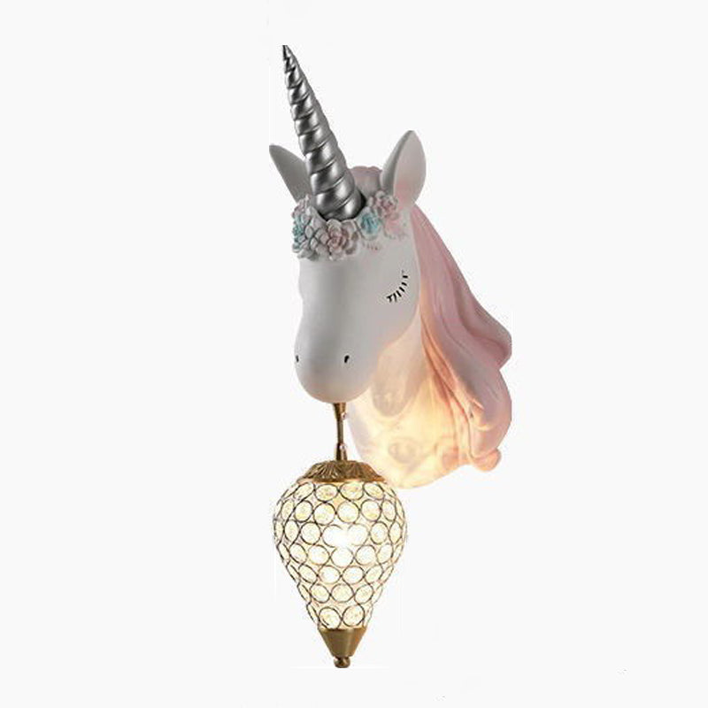 Applexion murale en forme de licorne en forme de luminaire mural en verre