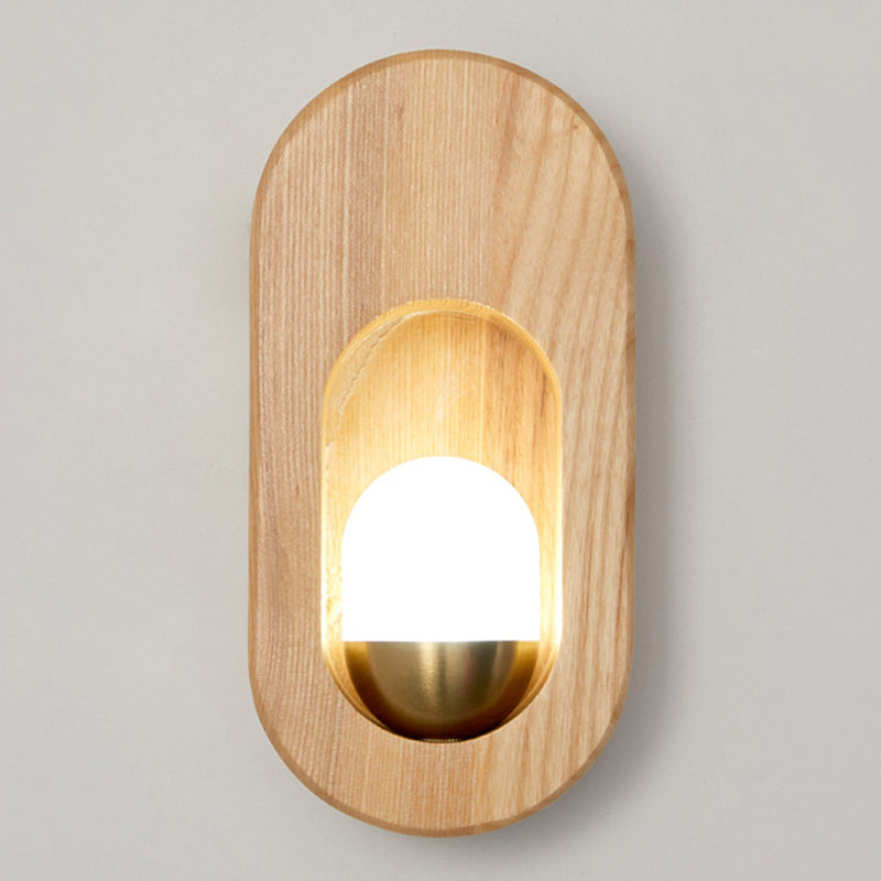 Luces de apliques de pared en forma de bola de estilo contemporáneo madera 1 lámpara de luz liviana