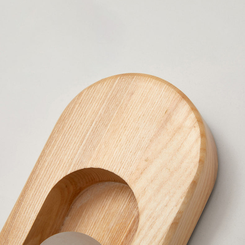 Luces de apliques de pared en forma de bola de estilo contemporáneo madera 1 lámpara de luz liviana