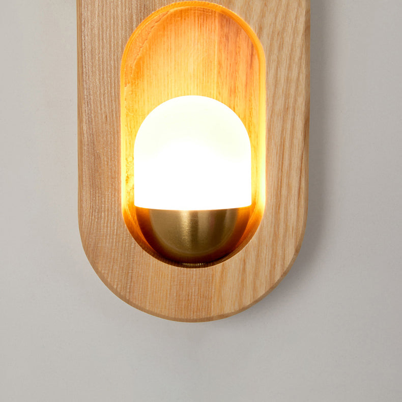 Luces de apliques de pared en forma de bola de estilo contemporáneo madera 1 lámpara de luz liviana