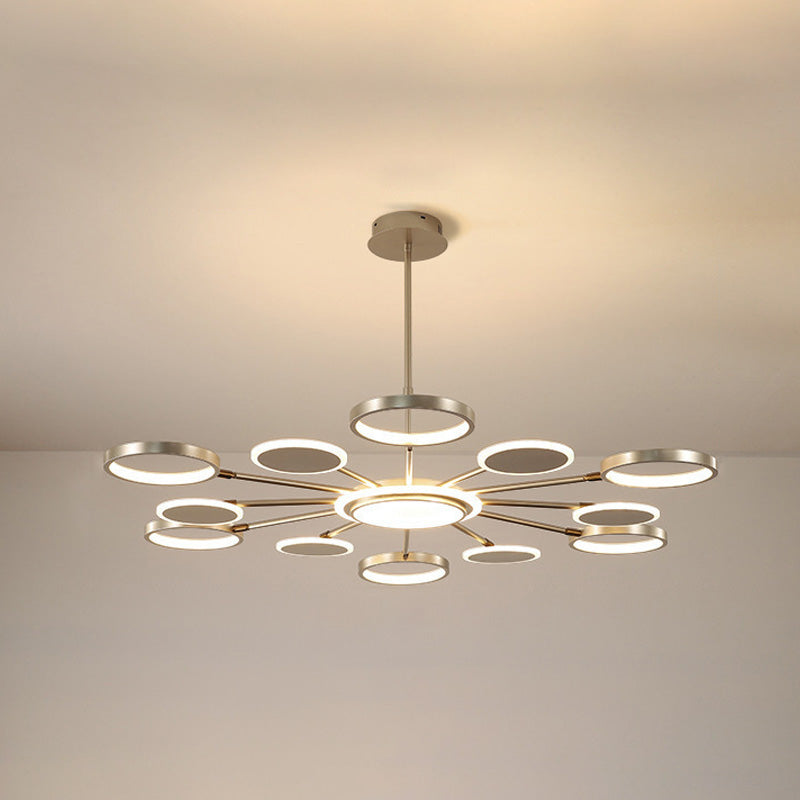 Modern Style Multi Lights Hanging Chandelier Lamp Metal Ring Pendant Lighting