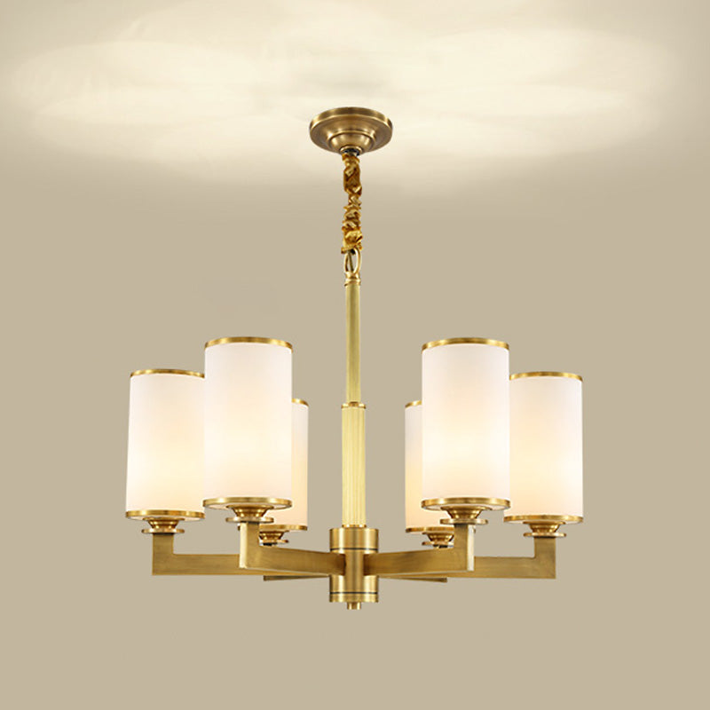 Lichte luxe stijl kroonluchter verlichting cilindrische hangende kroonluchter met glazen schaduw