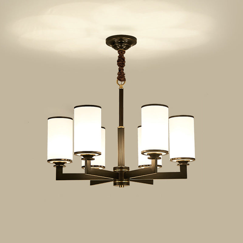 Lichte luxe stijl kroonluchter verlichting cilindrische hangende kroonluchter met glazen schaduw