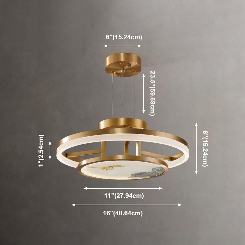 Chinese minimalisme-stijl LED hanger kroonluchter licht geometrische tweedaagse kroonluchter lamp