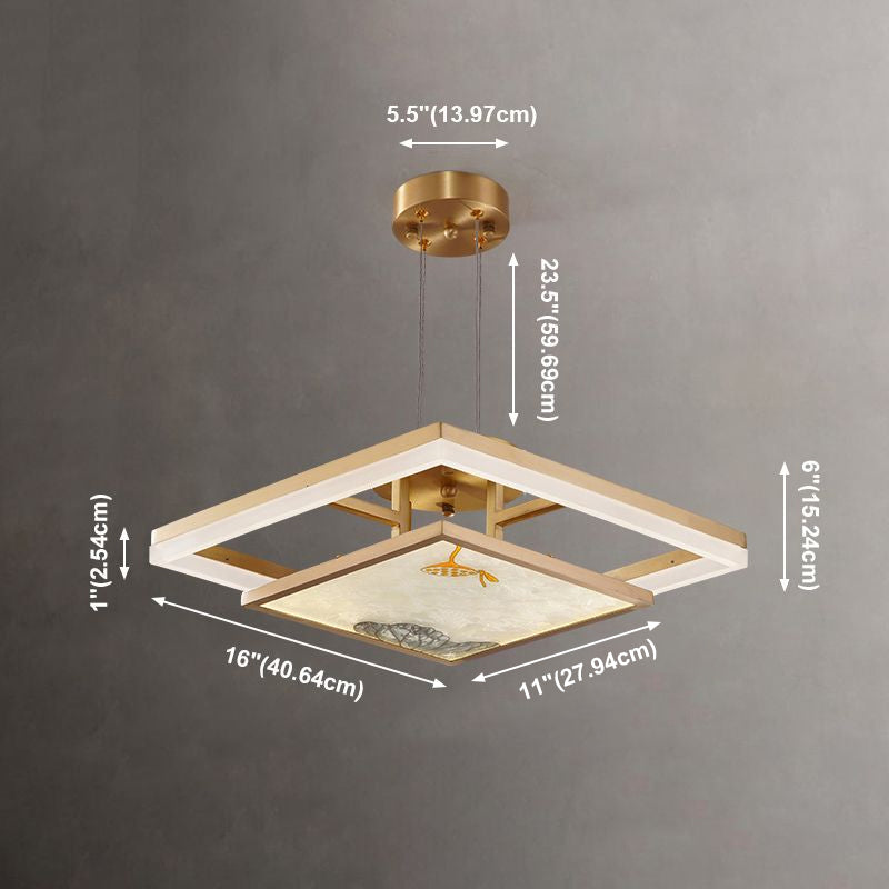 Chinese minimalisme-stijl LED hanger kroonluchter licht geometrische tweedaagse kroonluchter lamp