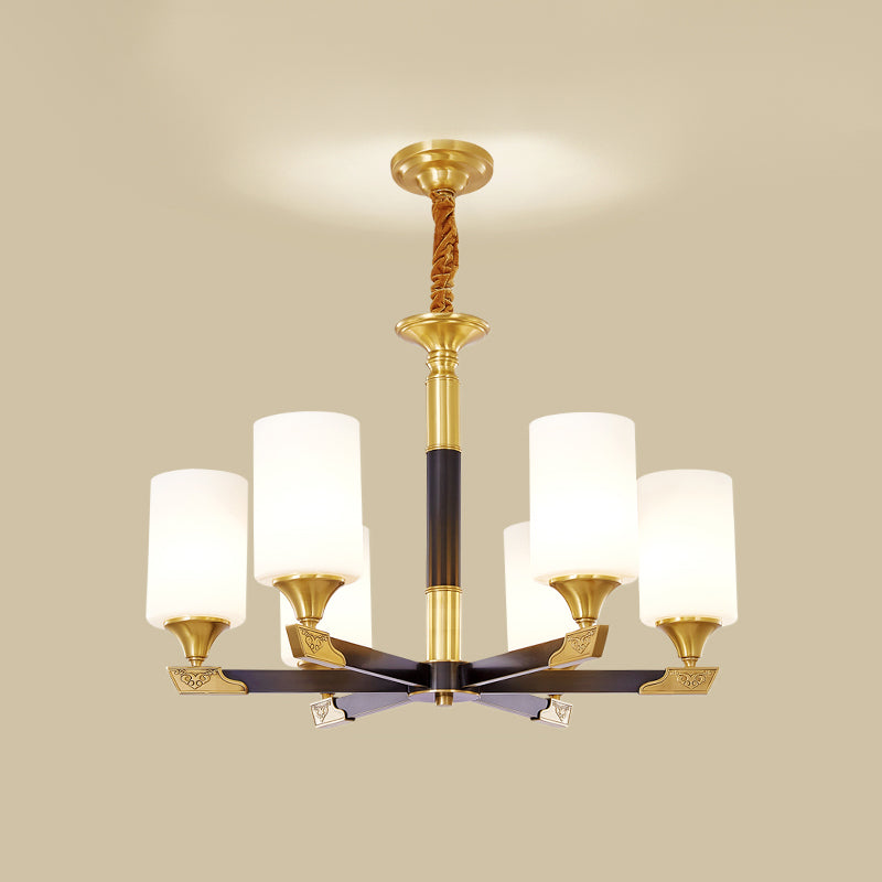 Modern Minimalism Style Cylindrical Hanging Chandelier Copper Ceiling Chandelier