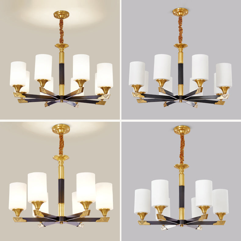 Modern Minimalism Style Cylindrical Hanging Chandelier Copper Ceiling Chandelier