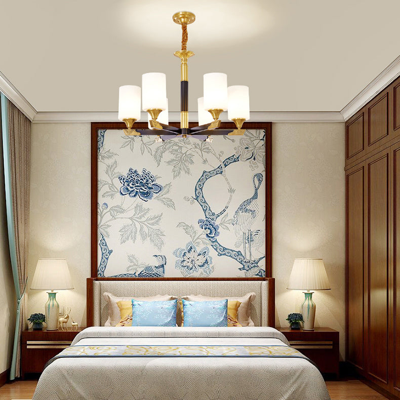 Modern Minimalism Style Cylindrical Hanging Chandelier Copper Ceiling Chandelier