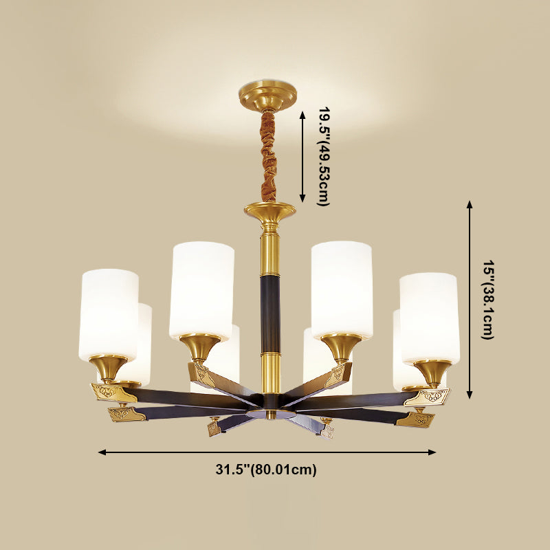 Modern Minimalism Style Cylindrical Hanging Chandelier Copper Ceiling Chandelier